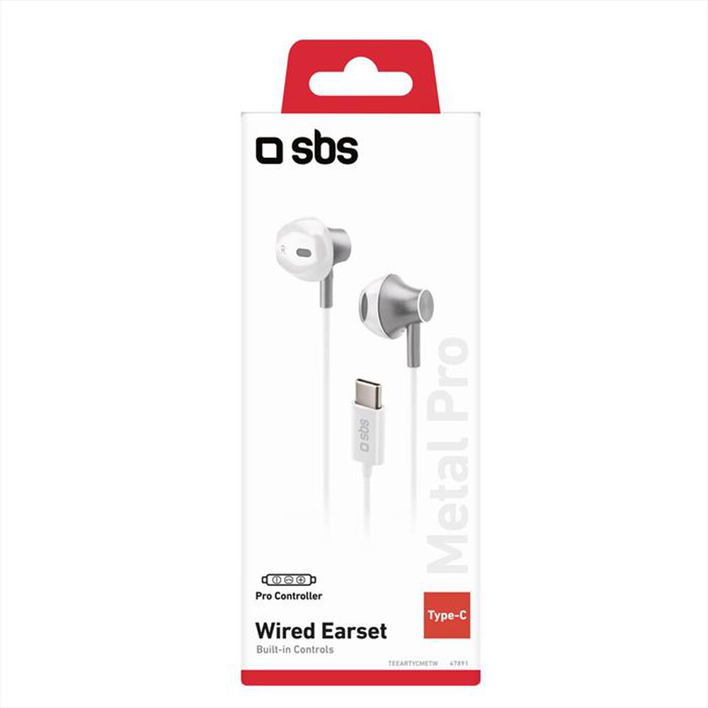 "SBS - Auricolare con filo TEEARTYCMETW-Bianco"