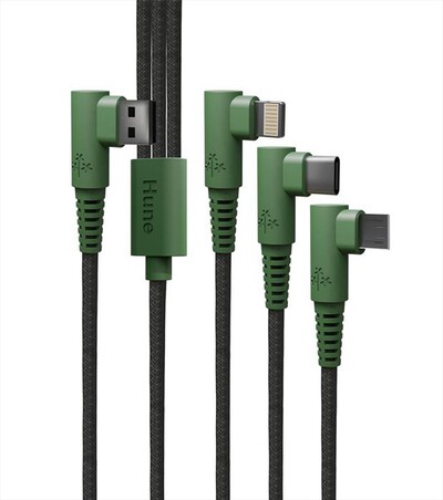 HUNE - Cavo 3 in 1 per ricarica HIEDRA-3IN1-Verde Foresta