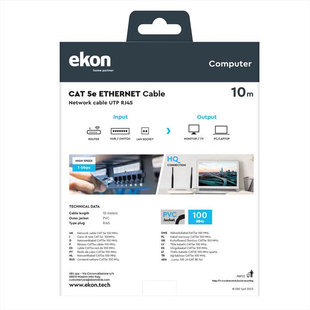 Immagine del prodotto EKON - ECITLAN5E100GY-Nero
