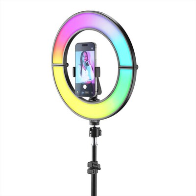CELLULARLINE - SELFIE RING - LIGHT STAND-Nero