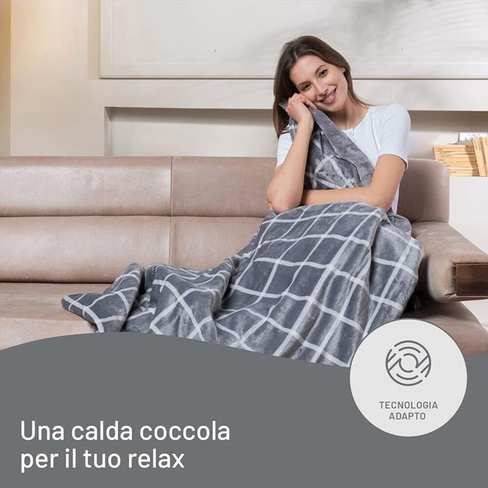 "IMETEC - CALDOPLAID ADAPTO SQUARE 150X95 CM-Grigio, Bianco"