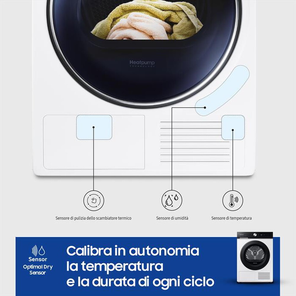 "SAMSUNG - Asciugatrice DV90BB5245AES3 9 Kg Classe A+++-bianco oblò black"