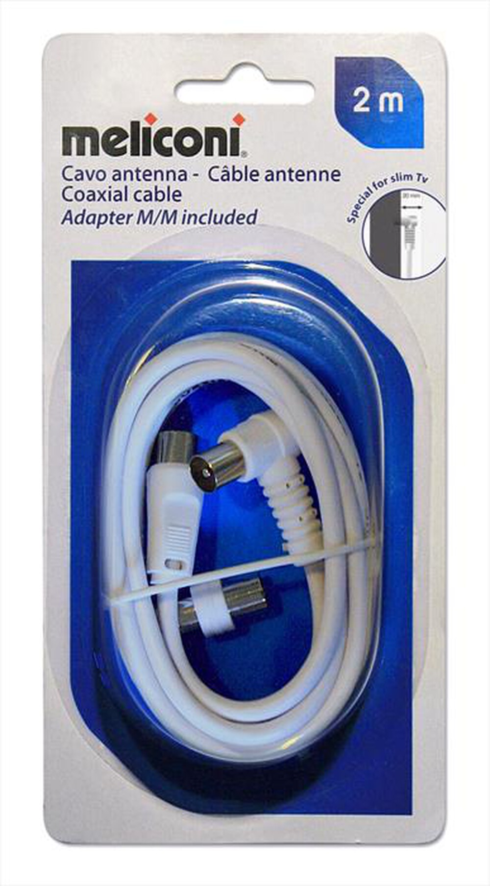 "MELICONI - Cavo Antenna con plug 90 gradi 2 MT ANT2M90-Bianco"