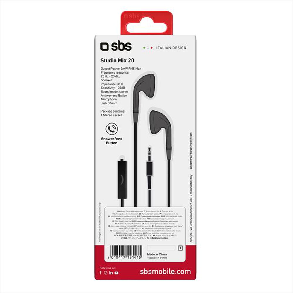 Immagine del prodotto SBS - Auricolare TE0CSE41K-Nero