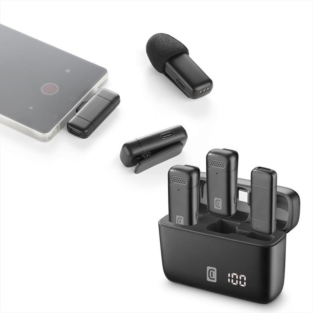 Immagine del prodotto CELLULARLINE - Talk Pro Kit di due microfoni e un ricevitore-Nero