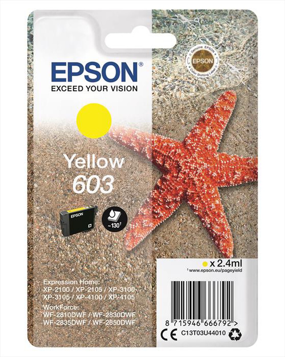 Immagine del prodotto EPSON - 603 STELLA MARINA T03U STANDARD SINGLE GIALLO-Giallo