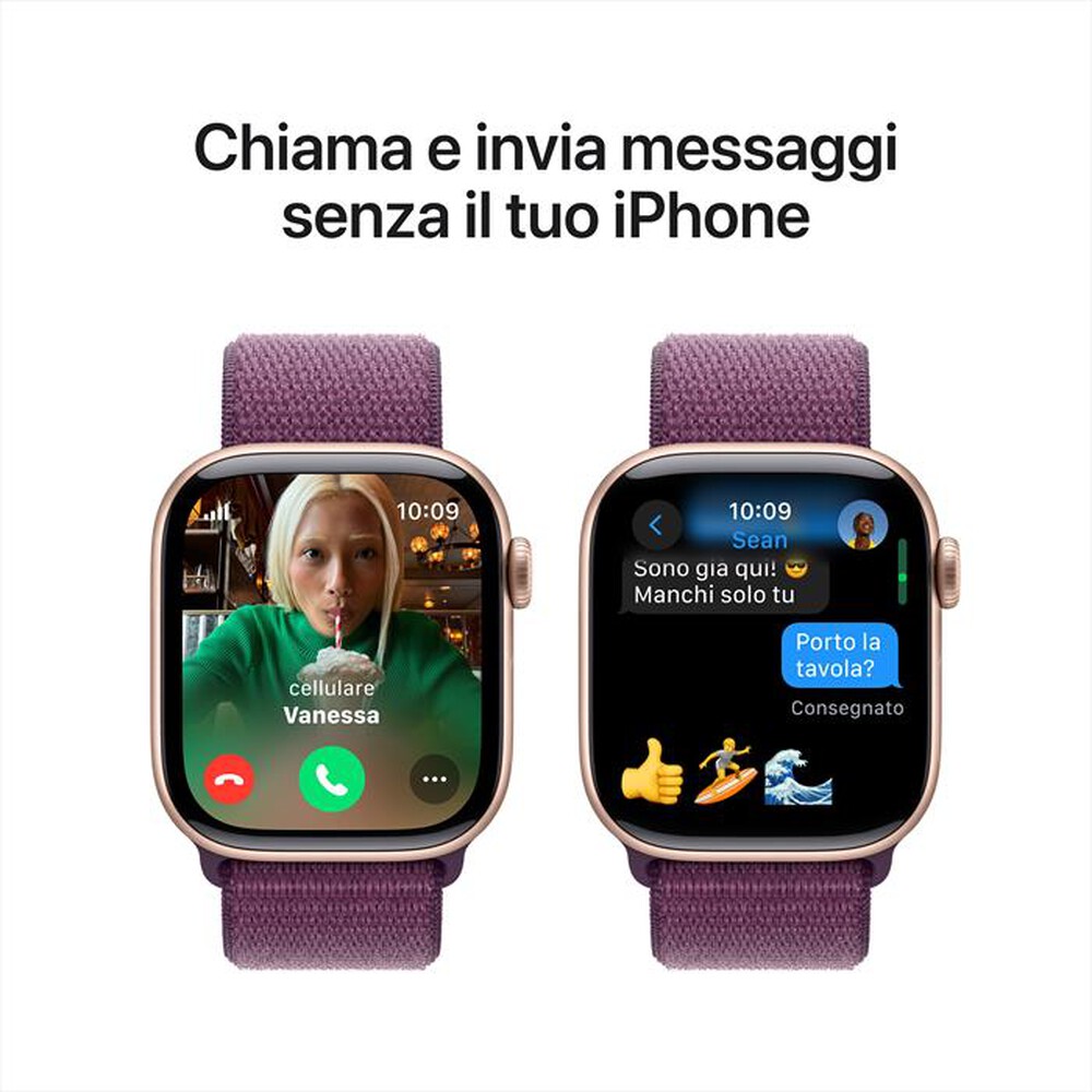 "APPLE - Watch Series 10 GPS + Cellular 42mm Alluminio-Oro Rosa - Sport Loop Prugna"