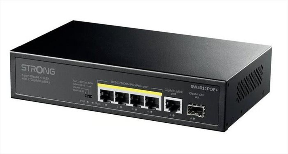 Immagine del prodotto STRONG - Switch Gigabit PoE+ a 6 porte 4P+2 UPLINK GIGA-Nero