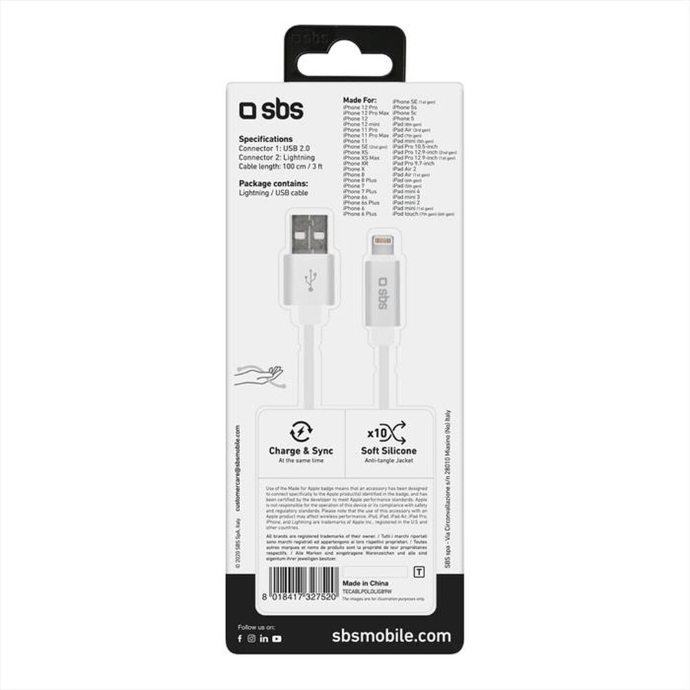 Immagine del prodotto SBS - TECABLPOLOLIG89W Cavo lightning-Bianco