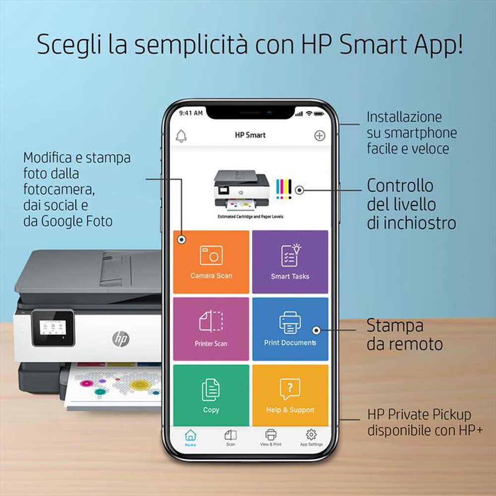 "HP - Multifunzione OFFICEJET 8012E 6 MESI INCHIOSTRO HP-Cement"