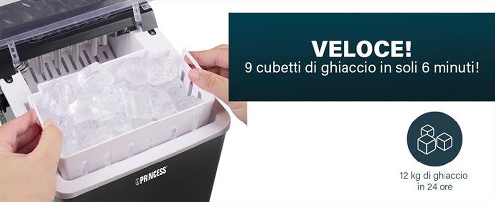 Immagine del prodotto PRINCESS - 283098 - FABBRICATORE DI GHIACCIO-Nero / Plastica