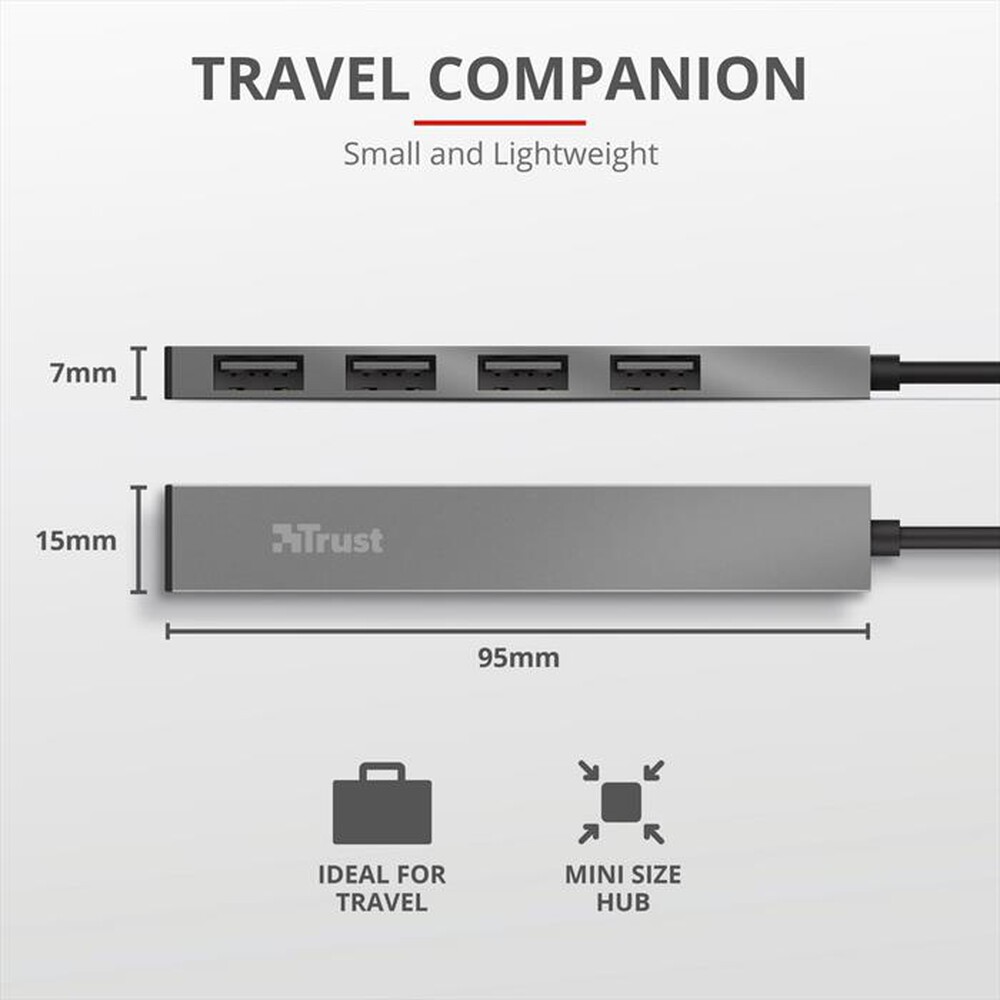"TRUST - HALYX 4-PORT MINI USB HUB-Black"