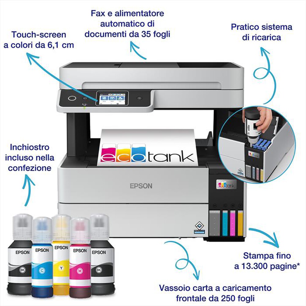 Immagine del prodotto EPSON - Stampante multifunzione A4 WiFi ECOTANK ET-5170-Bianco