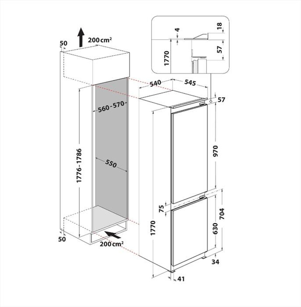 "INDESIT - Frigorifero combinato B 18 A1 D/I E Classe E 273lt-Bianco"