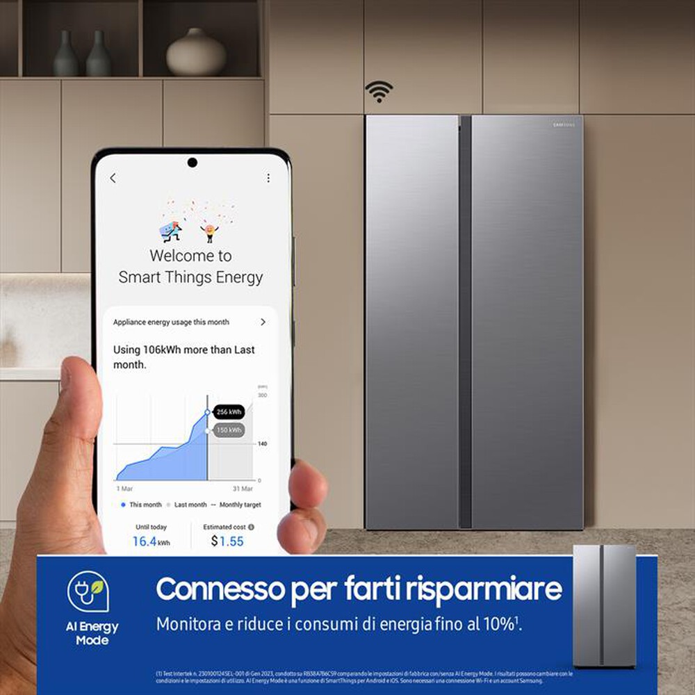 "SAMSUNG - Frigorifero side by side RS62DG5003S9EF Classe E-Metal Inox"