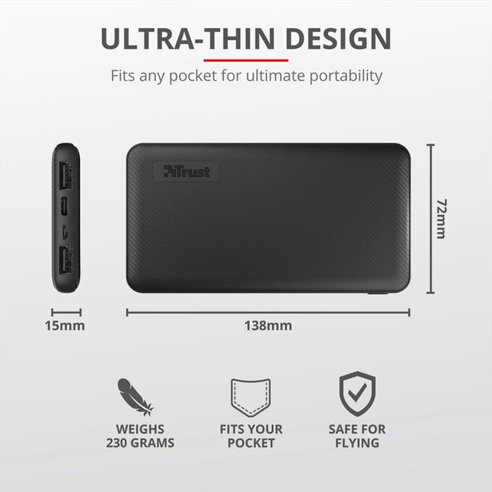 "TRUST - PRIMO POWERBANK 10.000-Black"