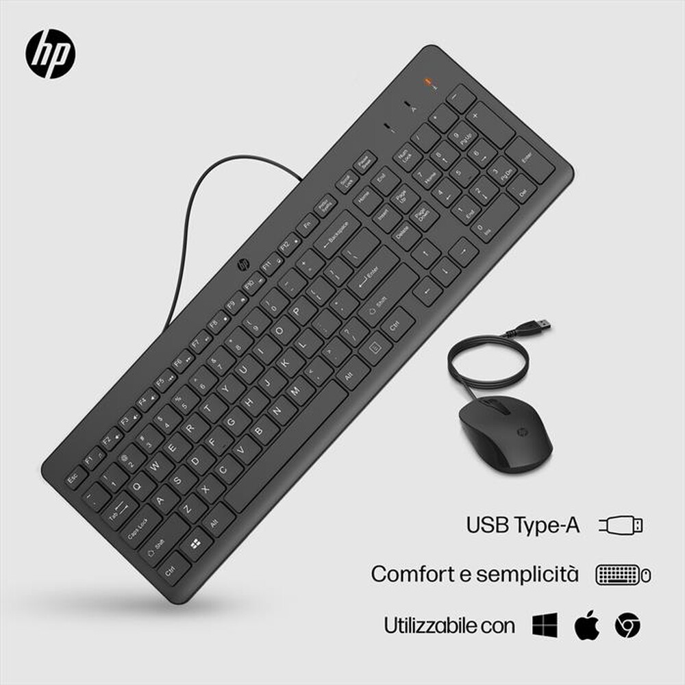 Immagine del prodotto HP - 150 TASTIERA E MOUSE CON CAVO-Nera