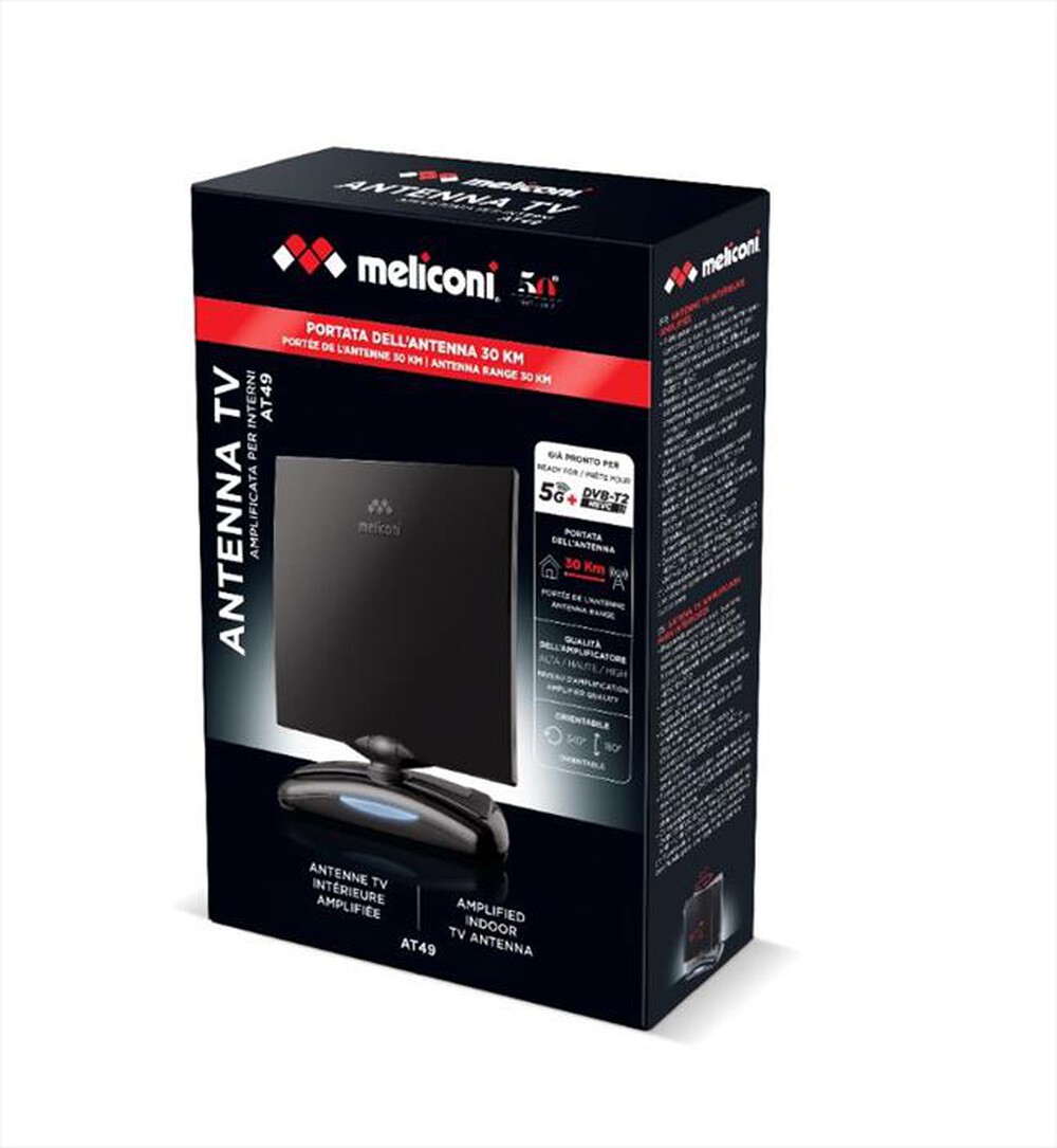 "MELICONI - AT49 - ANTENNA DA INTERNI AMPLIFICATA 49 DB-Nero"