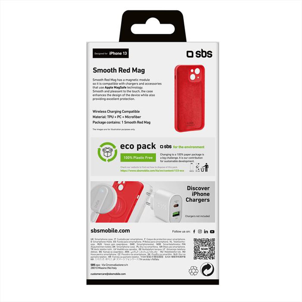 "SBS - Cover magnetica iPhone 13 TEMAGCOVRUBIP1361R-Rosso"
