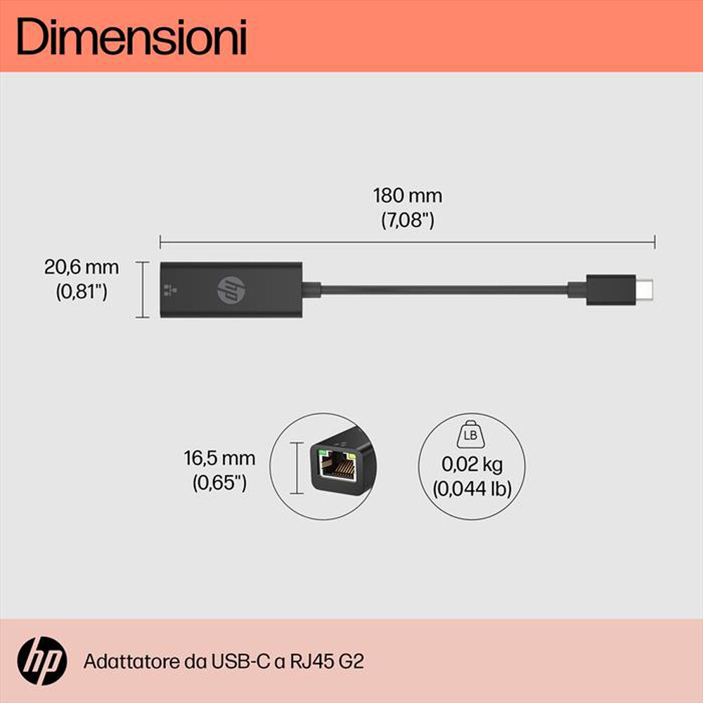 "HP - USB-C TO RJ45 ADAPTER G2-Nero"