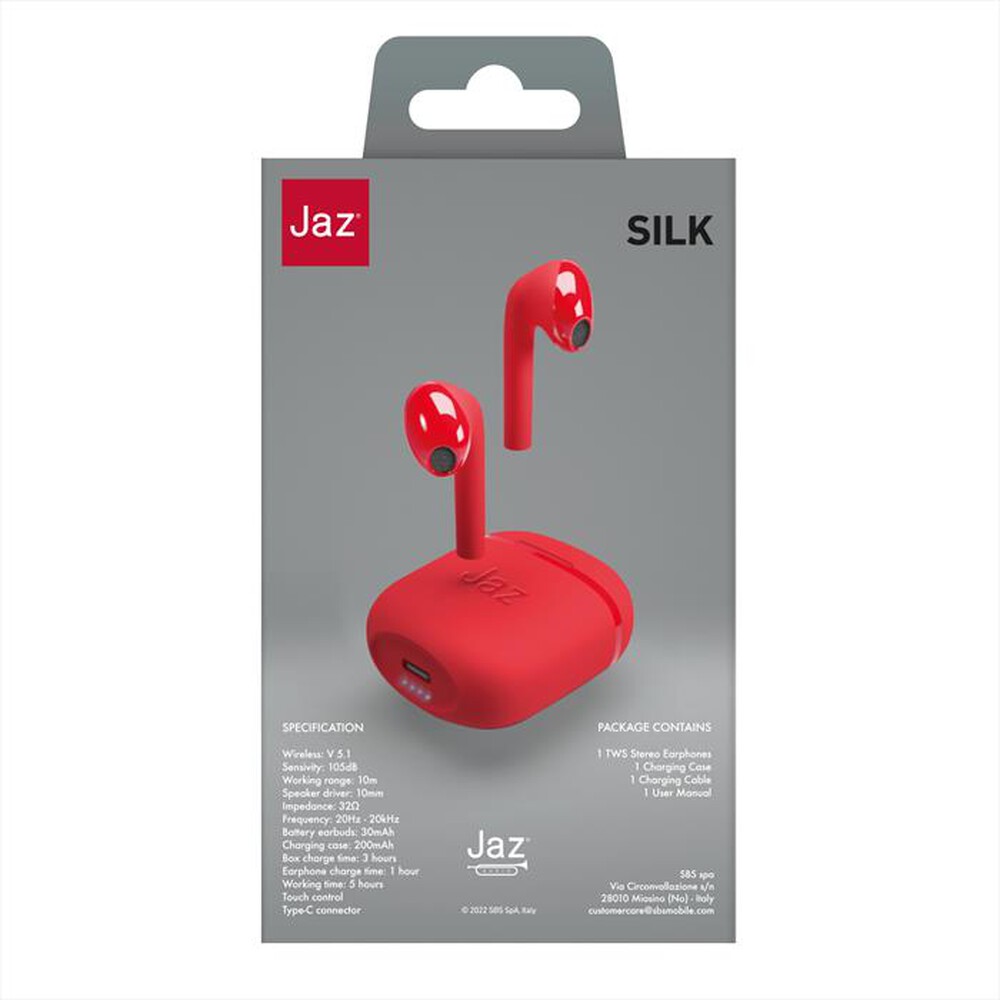 "SBS - Auricolare bluetooth TEJZEARTWSEARBTR-Rosso"