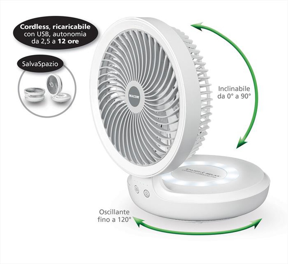 "MACOM - COMPACT CORDLESS FAN-Bianco"