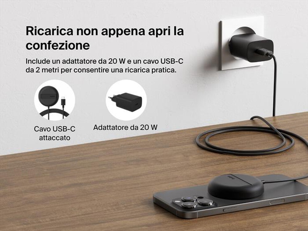 Immagine del prodotto BELKIN - TAPPETINO DI RICARICA WIRELESS MAGNETICA QI2 15W-Nero