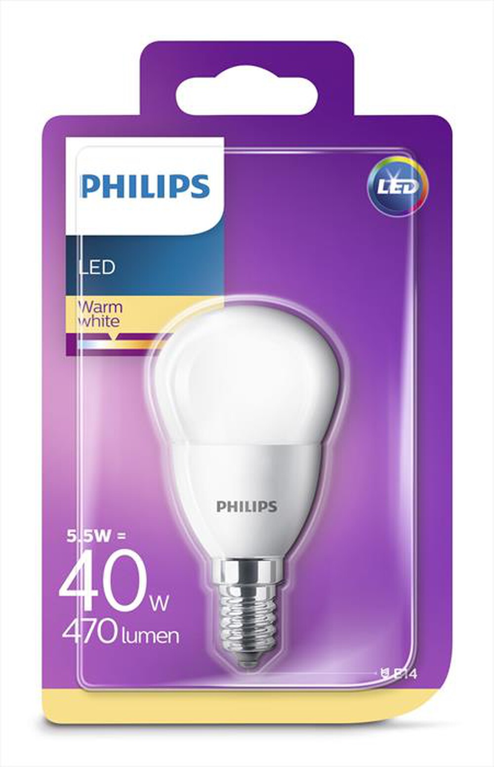 "PHILIPS - LEDSF40SME14 5,5W E14 - Luce bianca calda"