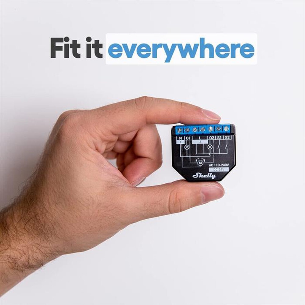 Immagine del prodotto SHELLY - Interruttore Relè Wi-Fi a 2 canali PLUS 2PM-BLACK