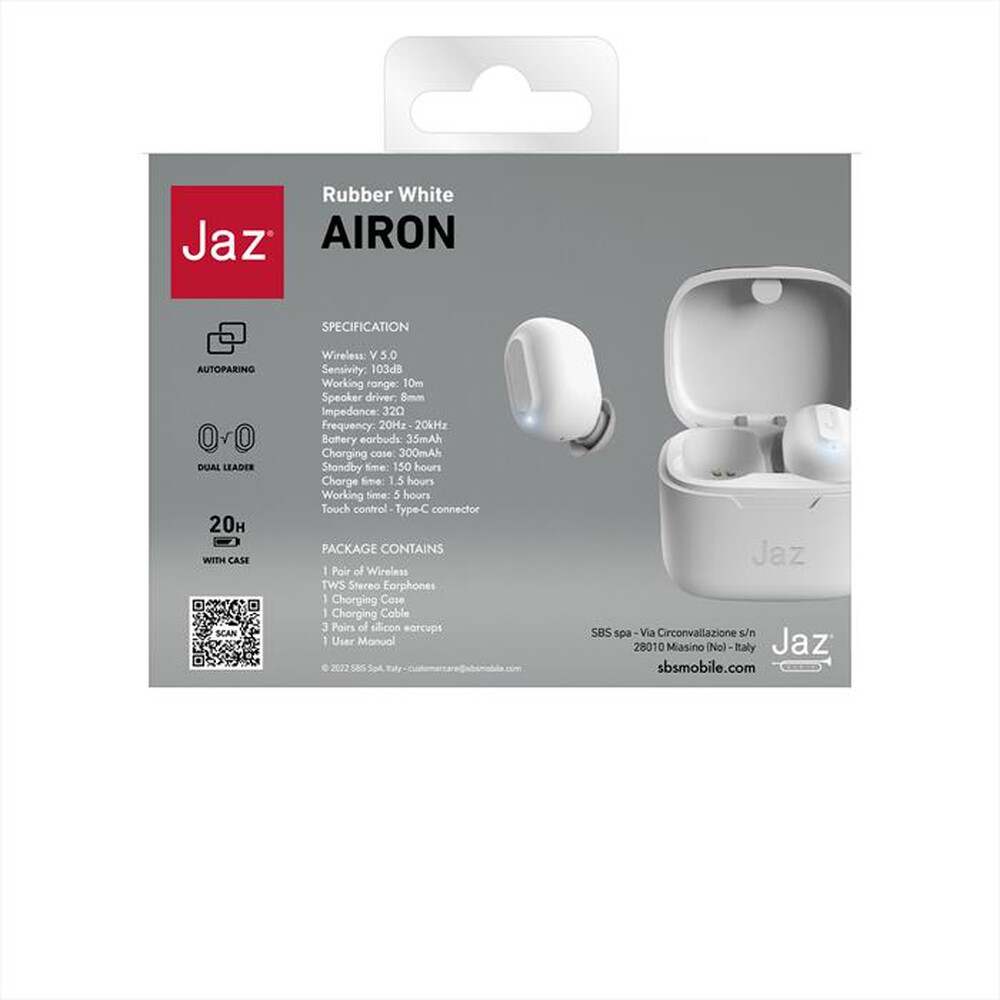 "SBS - Auricolare bluetooth TEJZEARSETBTW-Rubber White"