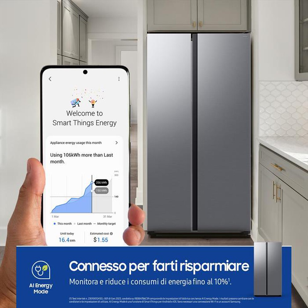 "SAMSUNG - Frigorifero side by side RS70F65QDTEF Classe D-Metal Inox"