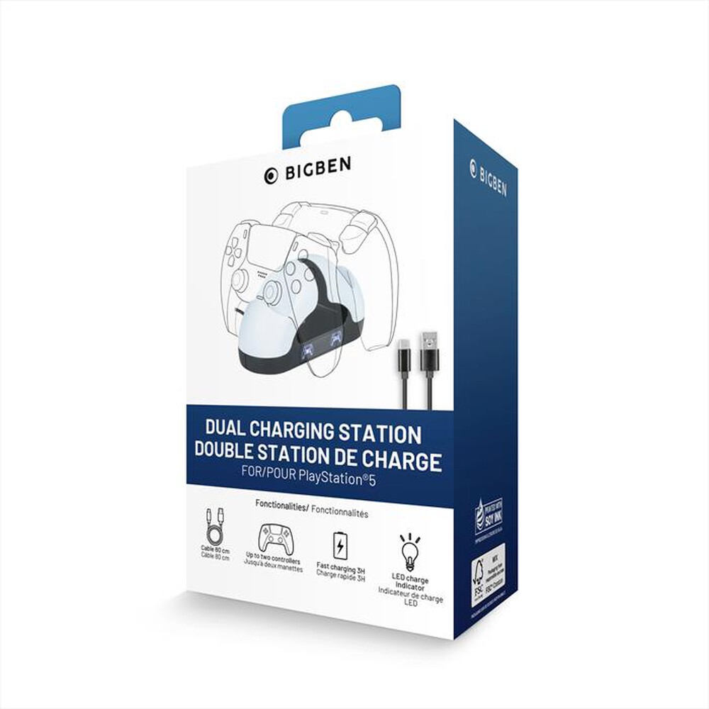 "BIG BEN - BASE RICARICA 2 DUALSENSE PS5. FASTCHARGE 3H"