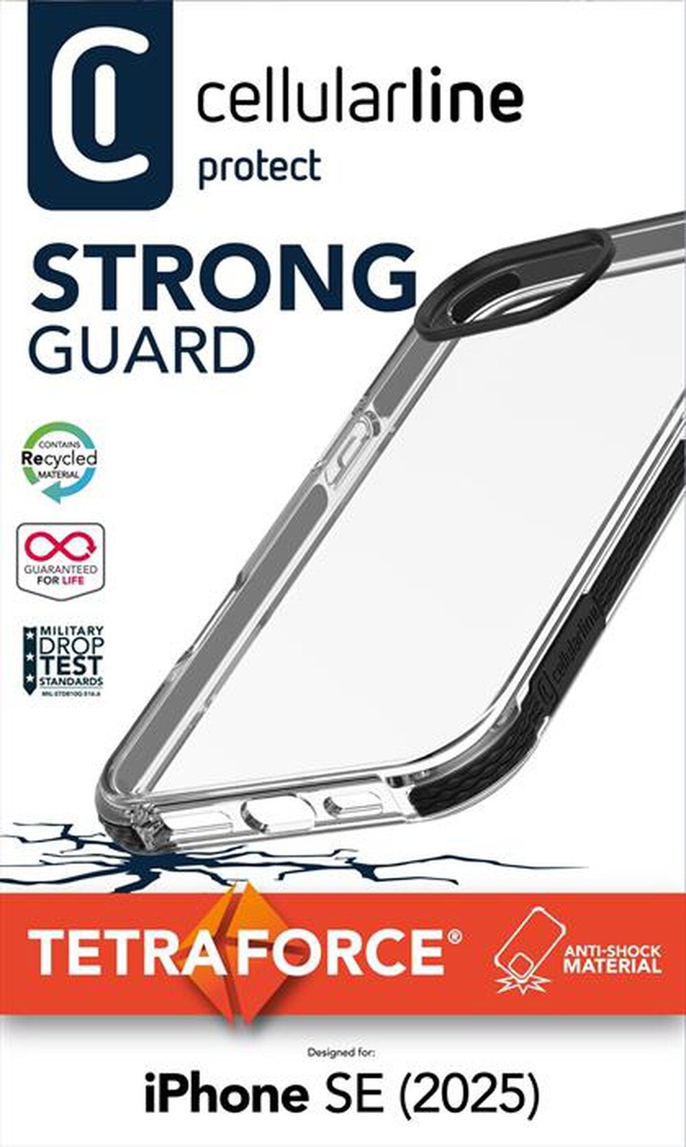Immagine del prodotto CELLULARLINE - Cover TETRA FORCE STRONG GUARD - IPHONE SE (2025)-Transparent