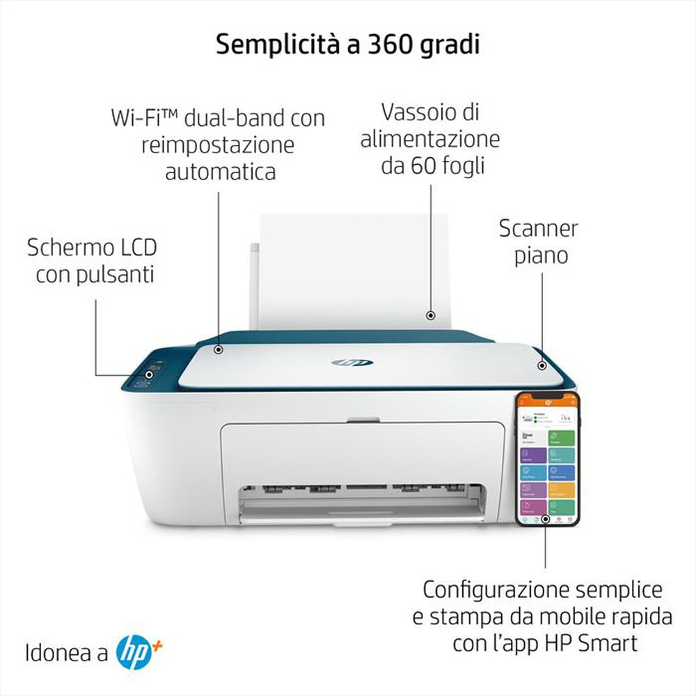 "HP - MULTIFUNZIONE DESKJET 2721E 6 MESI INSTANT INK HP+-Blue"