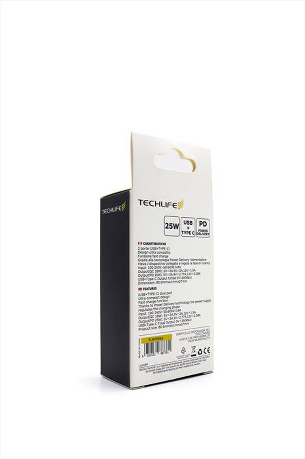 "TECHLIFE - Caricabatterie rapido 2in1 TLMT0016-Bianco"