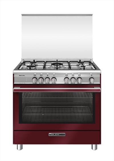 GLEM GAS - Cucina a gas SB965MRV Classe A+-ROSSO LAMBRUSCO OPACO