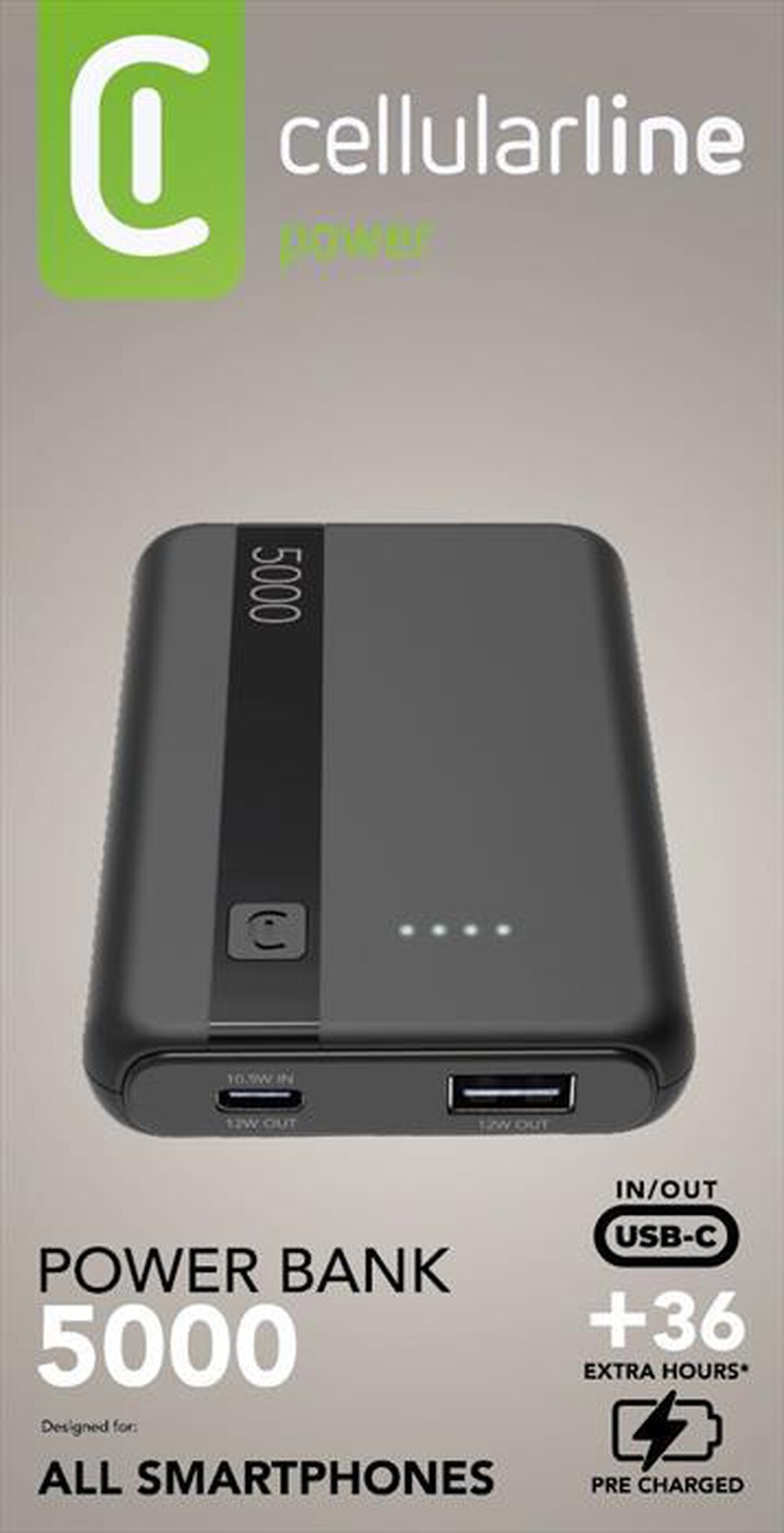 Immagine del prodotto CELLULARLINE - Powerbank PBENTRY5000K-Nero