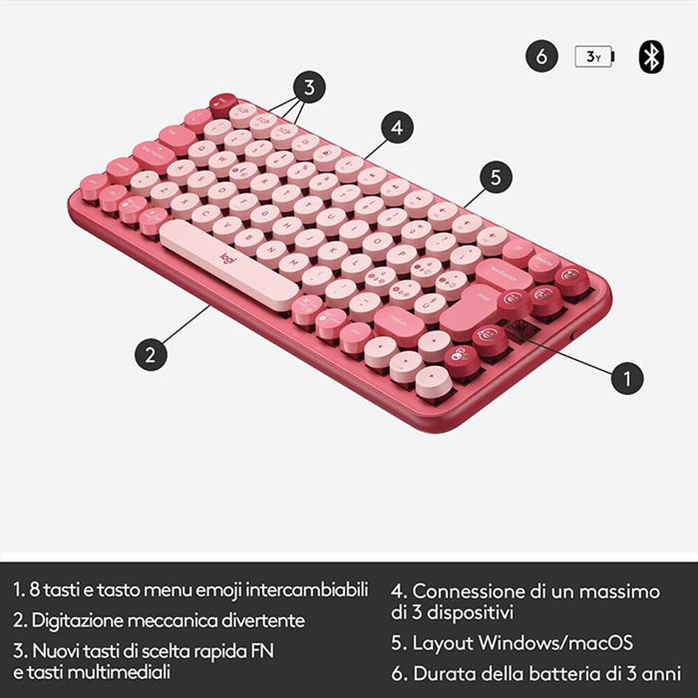 "LOGITECH - POP Keys Tastiera-Heartbreaker"