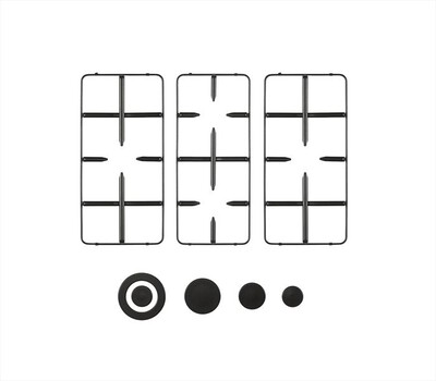GLEM GAS - 9N68MAT Kit 3 griglie + coprispartifiamma-nero