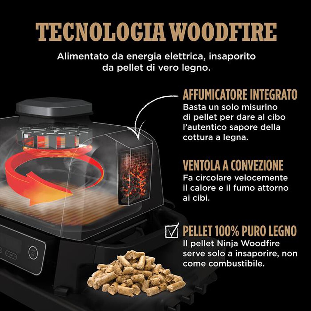 "NINJA - BBQ elettrico Woodfire+affumicatore OG701EU-nero"
