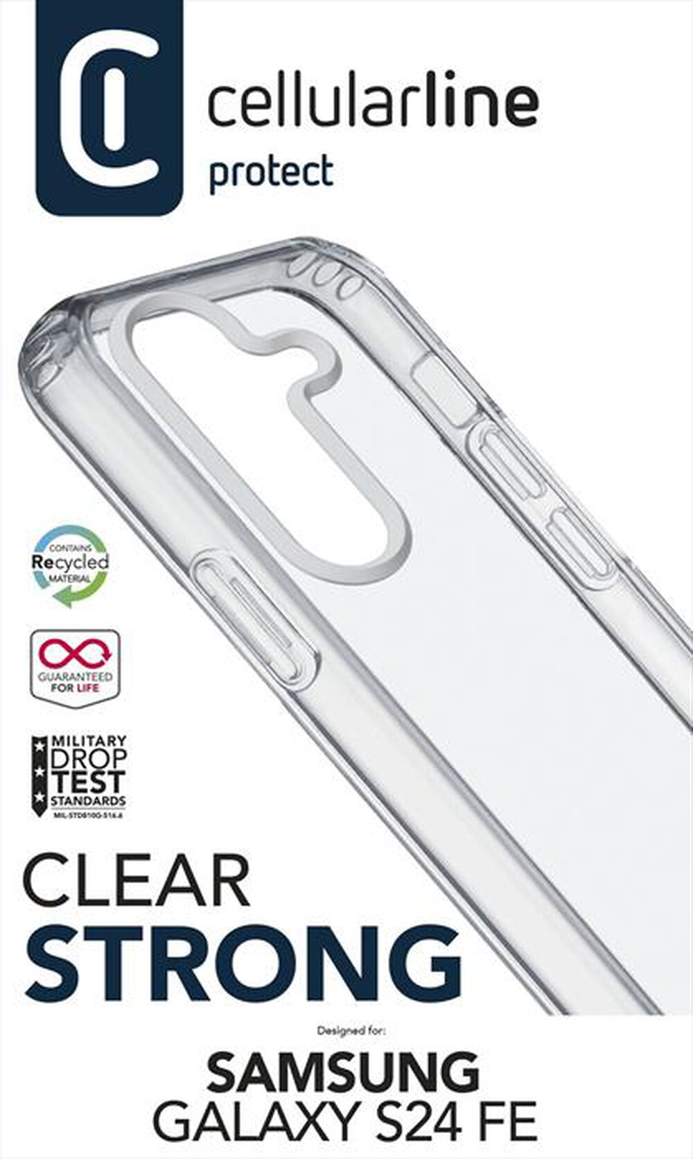 "CELLULARLINE - Cover CLEAR STRONG per Samsung Galaxy S24 FE-Transparent"