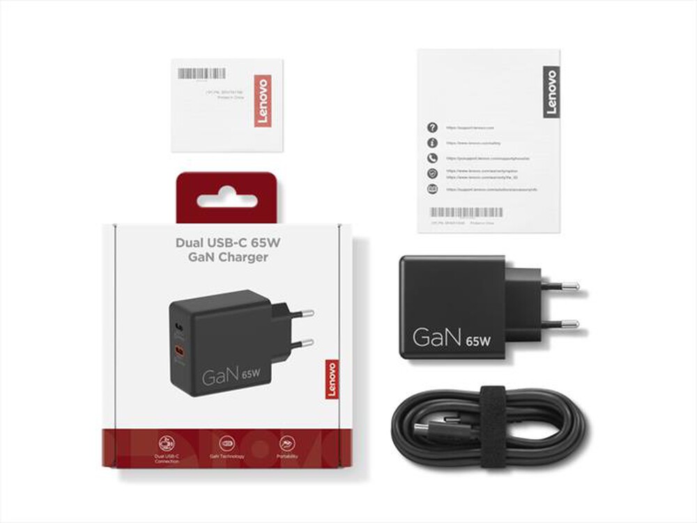 Immagine del prodotto LENOVO - Caricabatterie DUAL USB-C 65W GAN-NERO