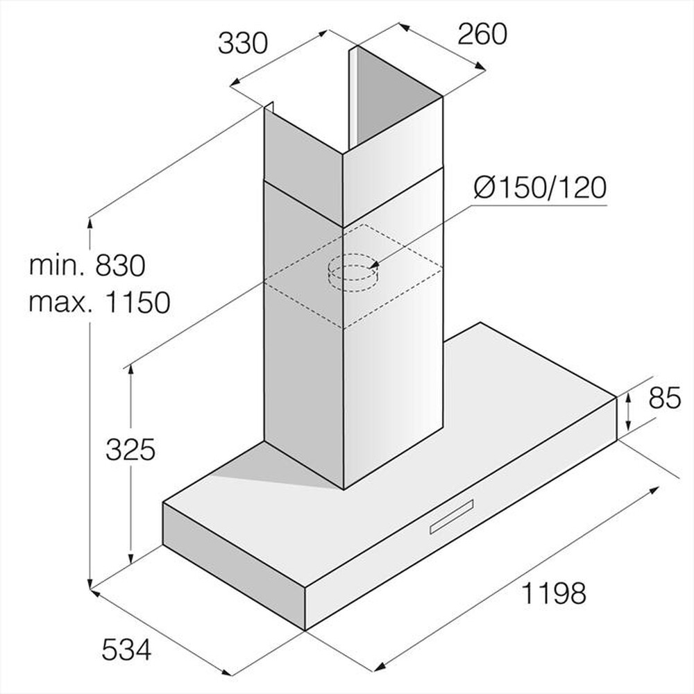 "ASKO - Cappa decorativa a parete CW 41238 G-Vetro nero"