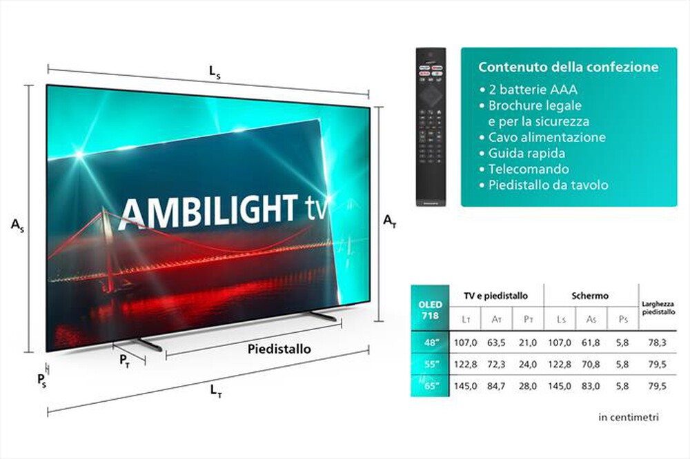 "PHILIPS - Ambilight Smart TV OLED UHD 4K 48\" 48OLED718/12-Metallo"