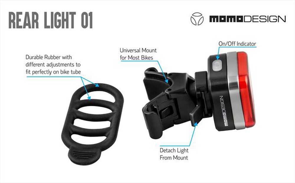 "MOMODESIGN - Luce-fanale posteriore RL01 per bici e monopattini-Plastica"