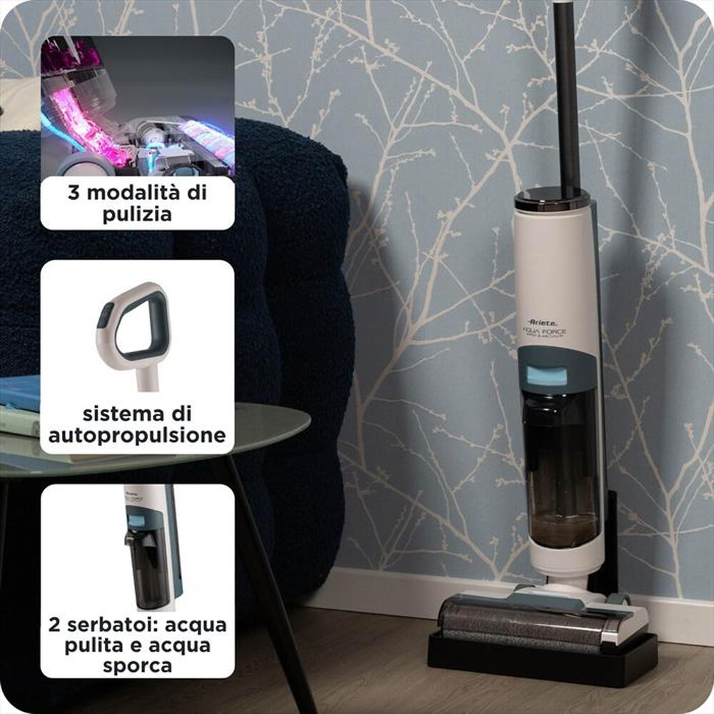 Immagine del prodotto ARIETE - 2483 AQUA FORCE WASH & VACUUM LAVAPAVIMENTI CORDLE-Azzurro