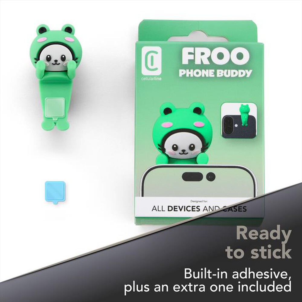 Immagine del prodotto CELLULARLINE - Mini figura adesiva in PVC a forma di rana-Verde, Grigio