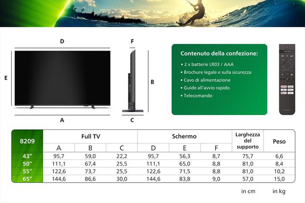 Immagine del prodotto PHILIPS - Smart TV Q-LED UHD 4K 50" Ambilight 50PUS8209/12-50PUS8209/12