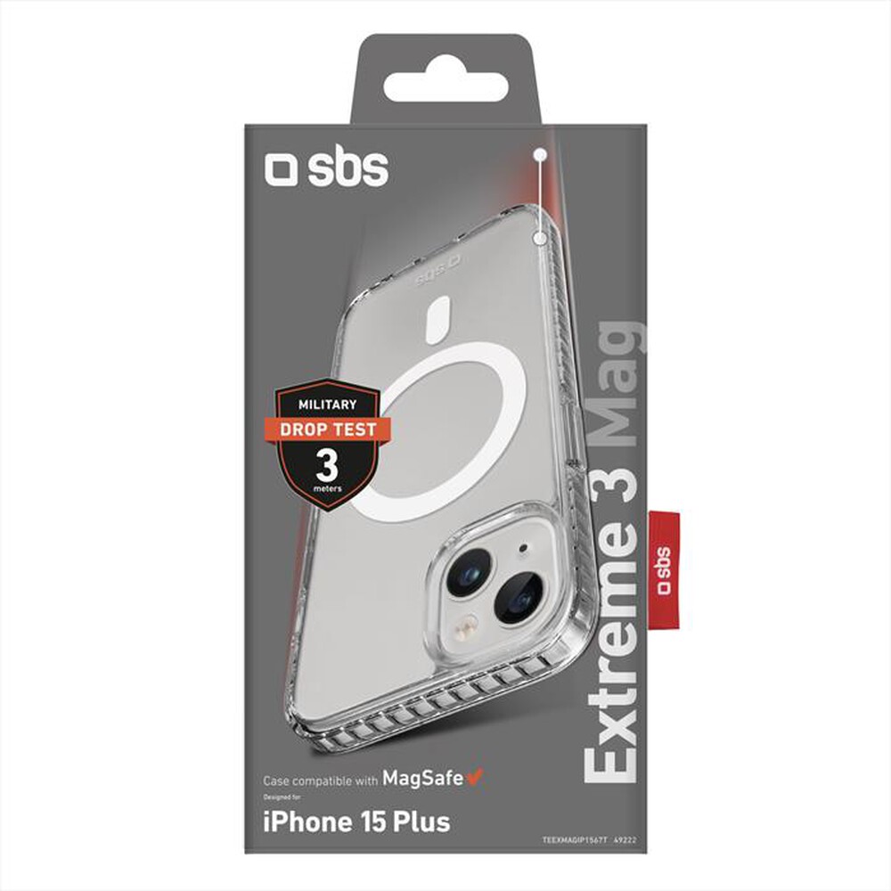 "SBS - Cover Extreme 3 Mag TEEXMAGIP1567T iPhone 15 Plus-Trasparente"