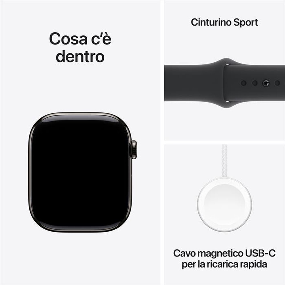 "APPLE - Watch Series 10 GPS + Cellular 46mm Titanio-Ardesia - Sport Band Nero"